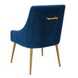 Beatrix Pleated Performance Velvet Dining Chair - Navy