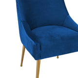 Beatrix Pleated Performance Velvet Dining Chair - Navy