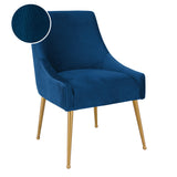Beatrix Pleated Performance Velvet Dining Chair - Navy