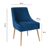 Beatrix Pleated Performance Velvet Dining Chair - Navy