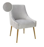 Beatrix Pleated Performance Velvet Dining Chair - Light Grey