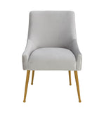 Beatrix Pleated Performance Velvet Dining Chair - Light Grey