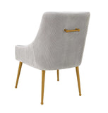 Beatrix Pleated Performance Velvet Dining Chair - Light Grey