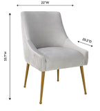 Beatrix Pleated Performance Velvet Dining Chair - Light Grey