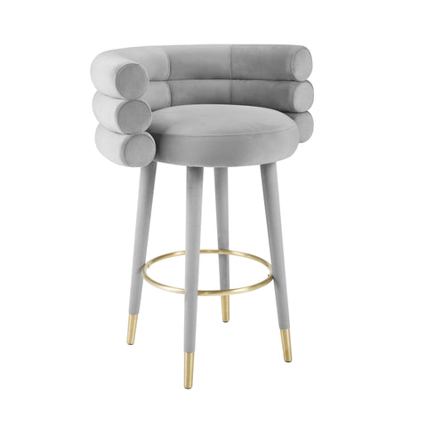 Betty Performance Velvet Stool - Grey / Bar Height