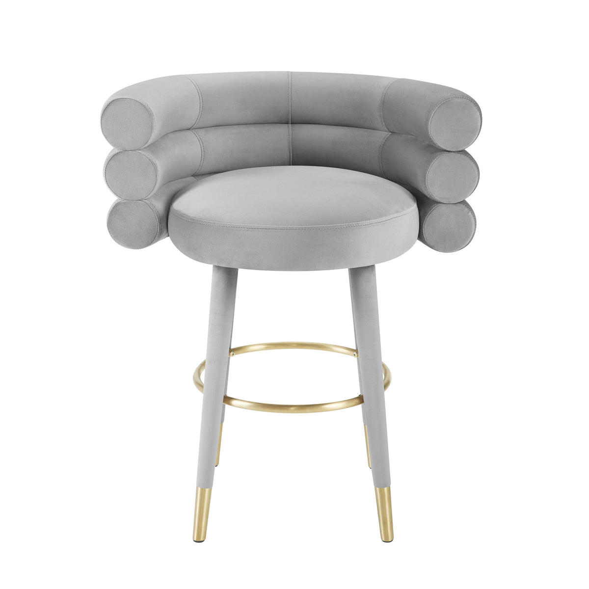 Betty Performance Velvet Stool - Grey / Counter Height