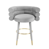 Betty Performance Velvet Stool - Grey / Counter Height