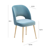 Swell Performance Velvet Dining Chair - Sea Blue