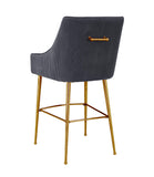 Beatrix Pleated Performance Velvet Stool - Grey / Counter Height