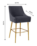 Beatrix Pleated Performance Velvet Stool - Grey / Counter Height