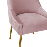 Beatrix Pleated Performance Velvet Dining Chair - Mauve