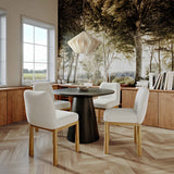 Tiara Performance Velvet and Oak Dining Chair - Cream