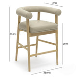 Spara Performance Vegan Leather Counter Stool - Taupe