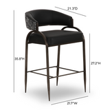Tatum 2-Tone Performance Vegan Leather Counter Stool - Black