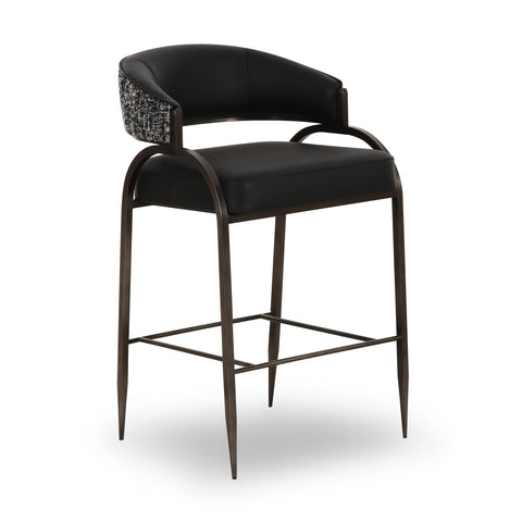 Tatum 2-Tone Performance Vegan Leather Counter Stool - Black