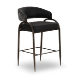 Tatum 2-Tone Performance Vegan Leather Counter Stool - Black