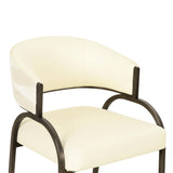 Tatum Cream 2-Tone Performance Vegan Leather and Jacquard Dining Chair