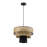 Rylie Natural &amp; Black Raffia Pendant Lamp