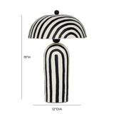 Maiori Striped Papier Mache Table Lamp - Black Stripes