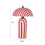 Maiori Striped Papier Mache Table Lamp - Red Stripes