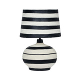 Positano Striped Papier Mache Table Lamp - Black/Off-White