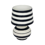 Positano Striped Papier Mache Table Lamp - Black/Off-White