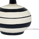 Positano Striped Papier Mache Table Lamp - Black/Off-White