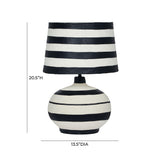Positano Striped Papier Mache Table Lamp - Black/Off-White
