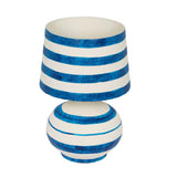 Positano Striped Papier Mache Table Lamp - Blue/Off-White