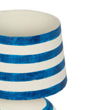 Positano Striped Papier Mache Table Lamp - Blue/Off-White