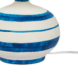Positano Striped Papier Mache Table Lamp - Blue/Off-White