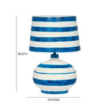 Positano Striped Papier Mache Table Lamp - Blue/Off-White