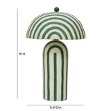 Maiori Striped Papier Mache Table Lamp - Green Stripes