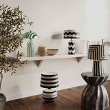 Maiori Striped Papier Mache Table Lamp - Green Stripes