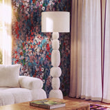 Pebble Cream Papier Mache Floor Lamp