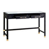 Amara 47" Woven Rattan Desk - Charcoal