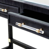 Amara 47" Woven Rattan Desk - Charcoal