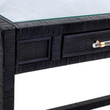 Amara 47" Woven Rattan Desk - Charcoal