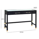 Amara 47" Woven Rattan Desk - Charcoal