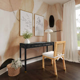 Amara 47" Woven Rattan Desk - Charcoal
