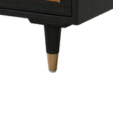 Sierra 60" Cane 3-Drawer Desk With Storage - Black