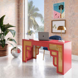 Suzie 62" Rattan Executive Desk With Drawer - Pink