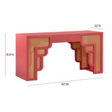 Suzie 62" Rattan Executive Desk With Drawer - Pink