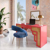 Suzie 62" Rattan Executive Desk With Drawer - Pink