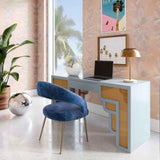 Suzie 62" Rattan Executive Desk With Drawer - Blue