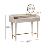 Penelope 45" Vegan Leather Wrapped Vanity Desk With Drawer - Taupe