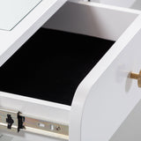 Hollywood 56" White Desk with LED Panel Vanity Mirror - Small