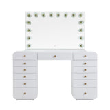 Hollywood 56" White Desk with Vanity Mirror - Large