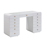 Hollywood 56" White Desk with Vanity Mirror - Large