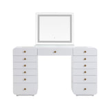 Hollywood 56" White Desk with LED Panel Vanity Mirror - Small